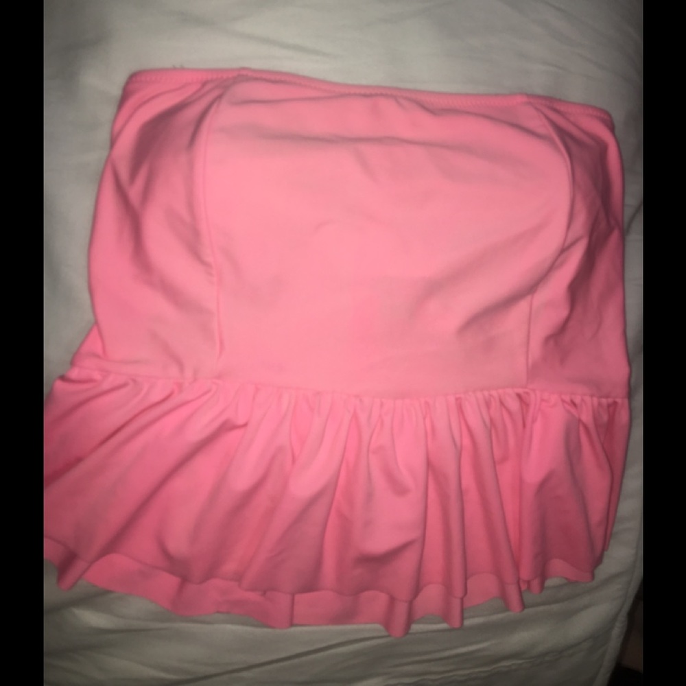 Strapless pink swim top